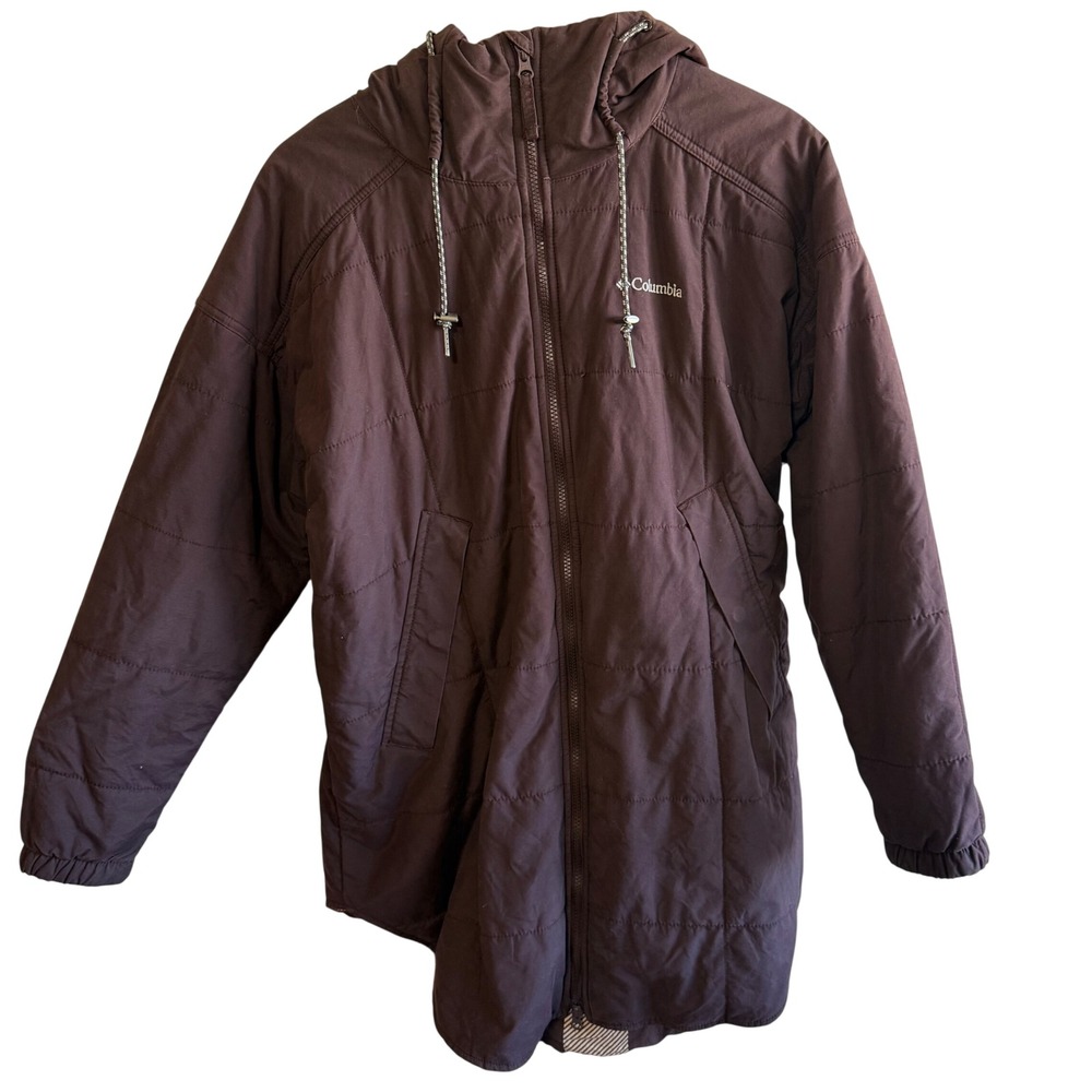 Columbia Size Large Dark Purple Quilted Insulated Parka Coat Outdoor Winter